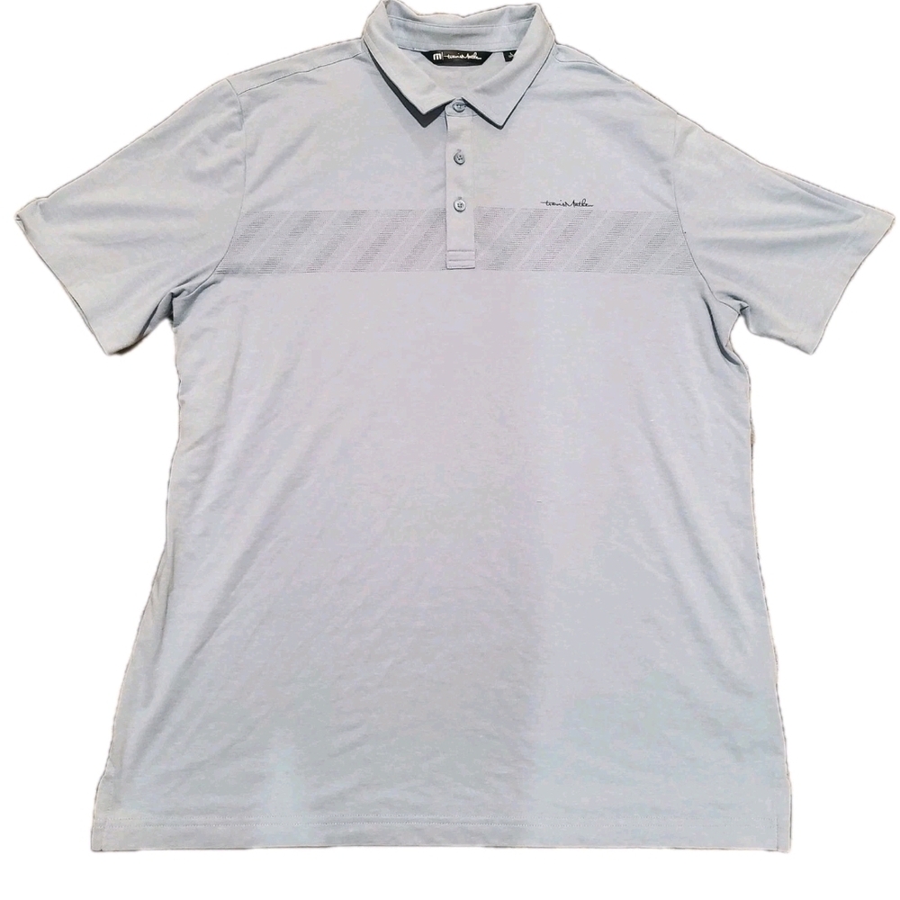 Travis Mathew Jungle Pyramid Short Sleeve Golf Light Blue Polo Men's Size Large